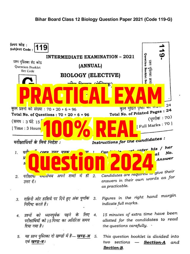 Bihar Board Practical Question Paper 2024